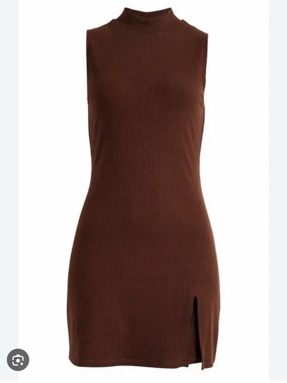 Reformation Brown Ribbed Sleeveless Mini Dress
